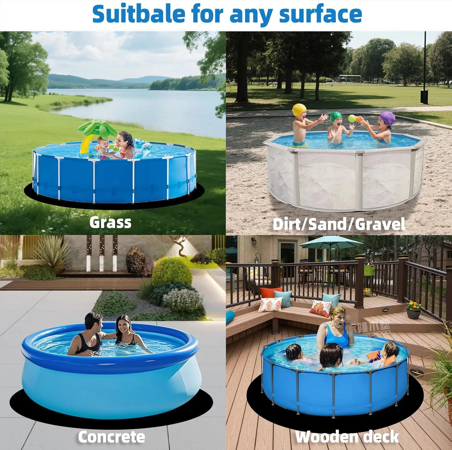 Safana 15ft Pool Liner Pad, Round Pool Pad for Above Ground Pool, Under Pool Mat, Swimming Pool Padding Accessories, Durable Puncture Protection Eco-Friendly Extend Liner Life