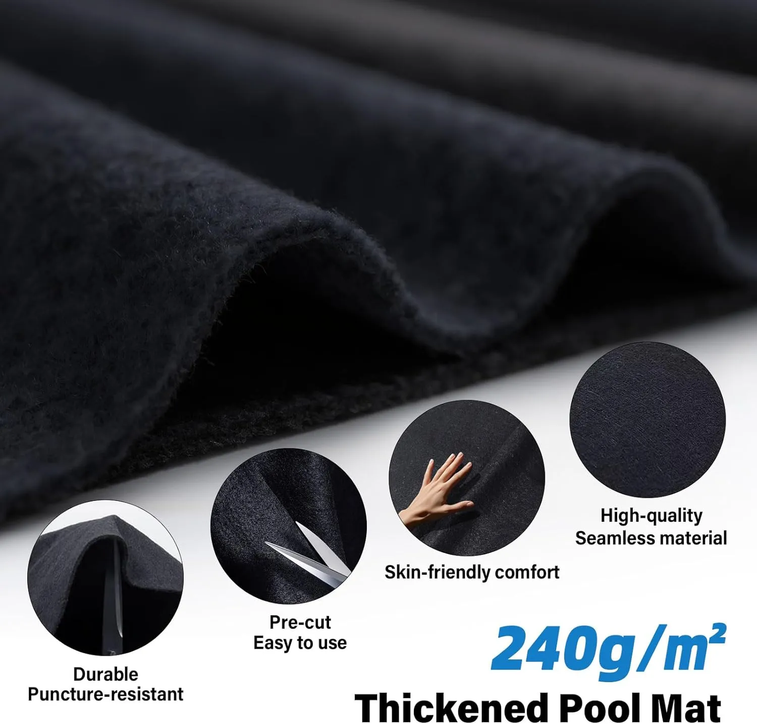 Safana 15ft Pool Liner Pad, Round Pool Pad for Above Ground Pool, Under Pool Mat, Swimming Pool Padding Accessories, Durable Puncture Protection Eco-Friendly Extend Liner Life