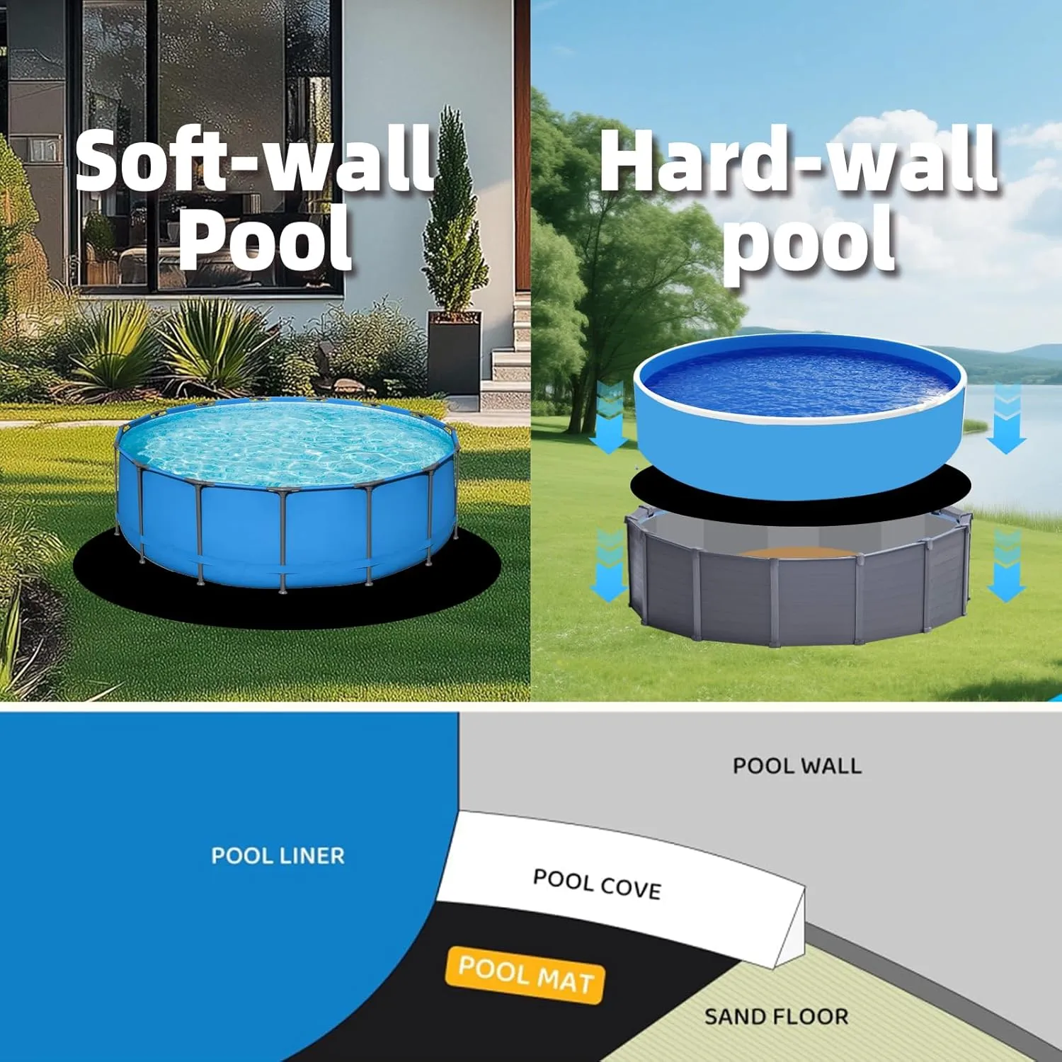Safana 15ft Pool Liner Pad, Round Pool Pad for Above Ground Pool, Under Pool Mat, Swimming Pool Padding Accessories, Durable Puncture Protection Eco-Friendly Extend Liner Life