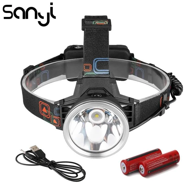SANYI 10000 Lumen Headlamp USB Rechargeable LED Headlight by 2* 18650 Battery Head Lamp Flashlight Torch Lanterna
