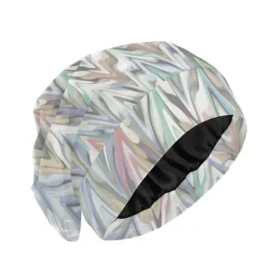 Satin Bonnet Wrap for Sleeping - Lined Sleep Cap for Curly Hair Women & Men - Abstract Zigzag
