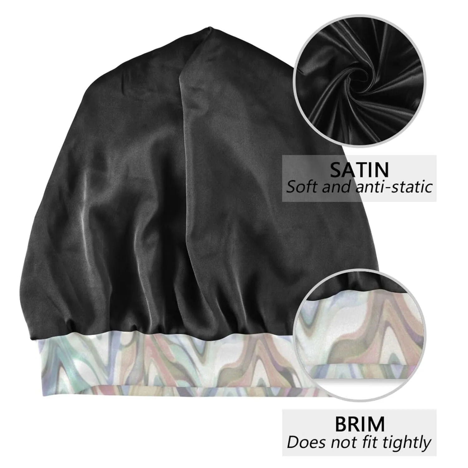Satin Bonnet Wrap for Sleeping - Lined Sleep Cap for Curly Hair Women & Men - Abstract Zigzag