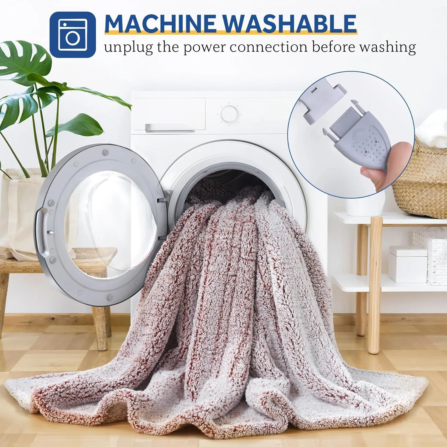 Sealy Electric Blanket Heated Throw 50"x60" Soft Double Sherpa Super Cozy with 6 Fast Heating Levels & 2-10 Hours Auto-Off, Over-Heat Protection, Machine Washable, Rust Red