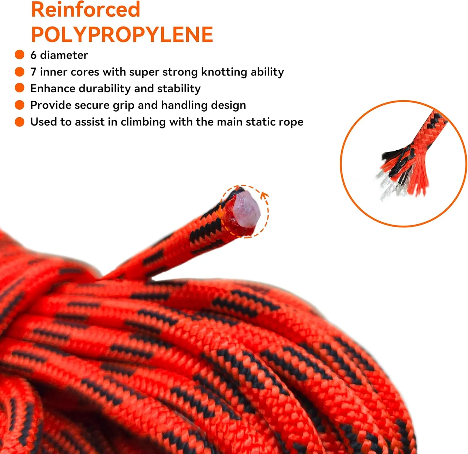 SEAMUS 4mm Prusik Accessory Cord 30M (100ft) Rock Static Climbing Rope High Tensile Strength Rock Climbing Accessories Cord Double Braid Nylon Cord for Mountain Tree Climbing, Canyoneering,Fire Rescue