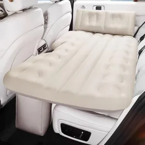 Self-Inflating Air Mattress Back Seat, Portable Inflatable Car Bed Car Air Couch Mat Built-in Charging Pump(Beige)