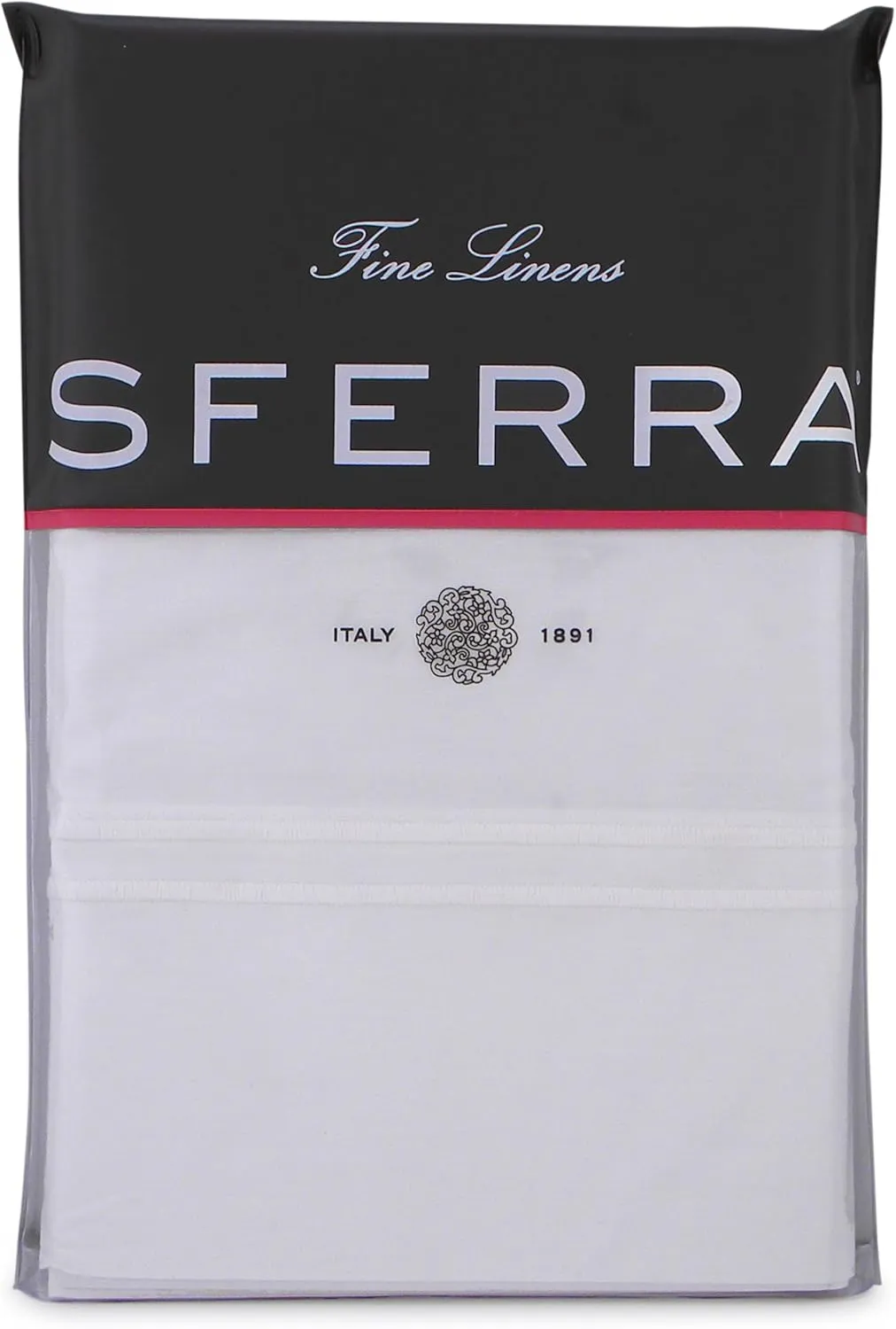 Sferra Grande Hotel Sheets - King, White/White, Italian Woven Cotton Percale Fabric Hotel Style Bedding, Double Row Satin Stitch Embroidery On Sheets & Pillowcases