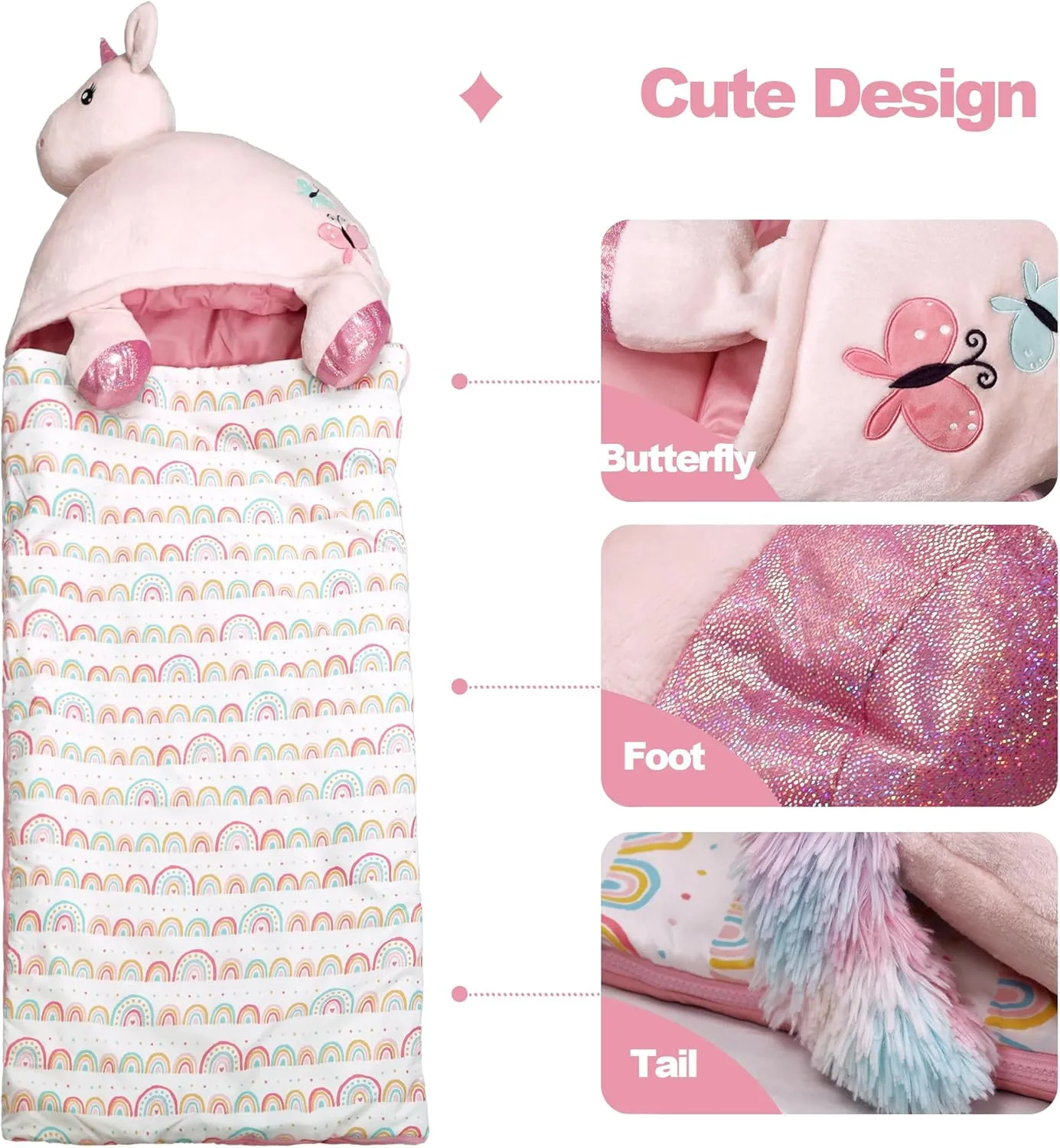 SHALALA NEW YORK Toddler Nap Mat with Pillow for Boys and Girls, Animal Plush Sleeping Bag Nap Mat, Soft Slumber Bag with Pillow & Blanket - 64" x 26"