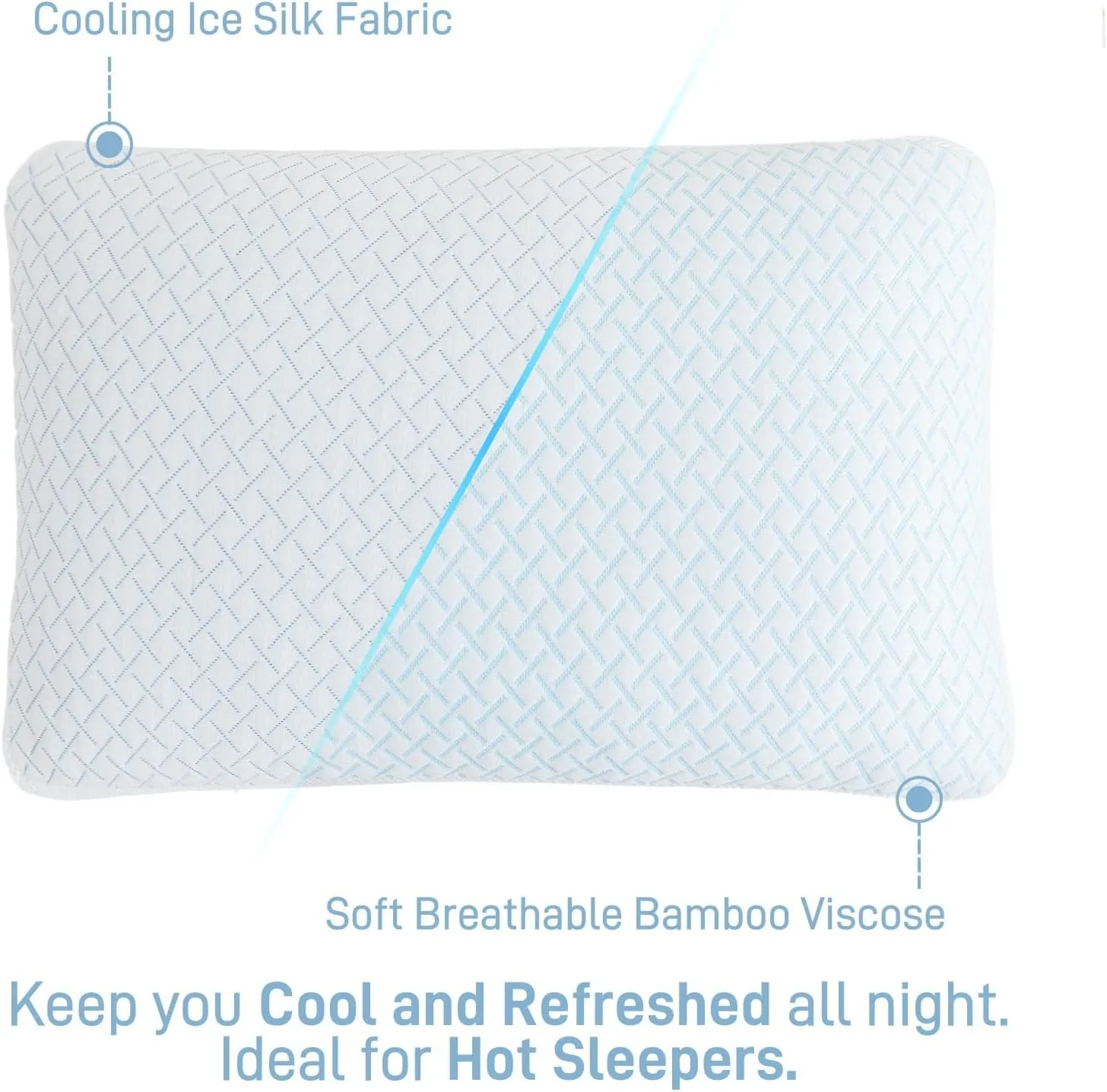 Shredded Memory Foam Cooling Soft Pillow Queen Size, Adjustable Hypoallergenic Hotel Quality Pillow for Side, Stomach and Back Sleeper, Bamboo Viscose Cover, Oeko-TEX Certified