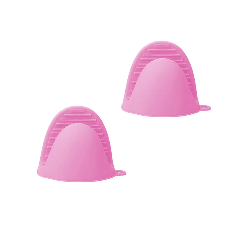 Silicone Heat Resistant Microwave Mitts (2 Pack) - Pink, Green, Orange or Blue