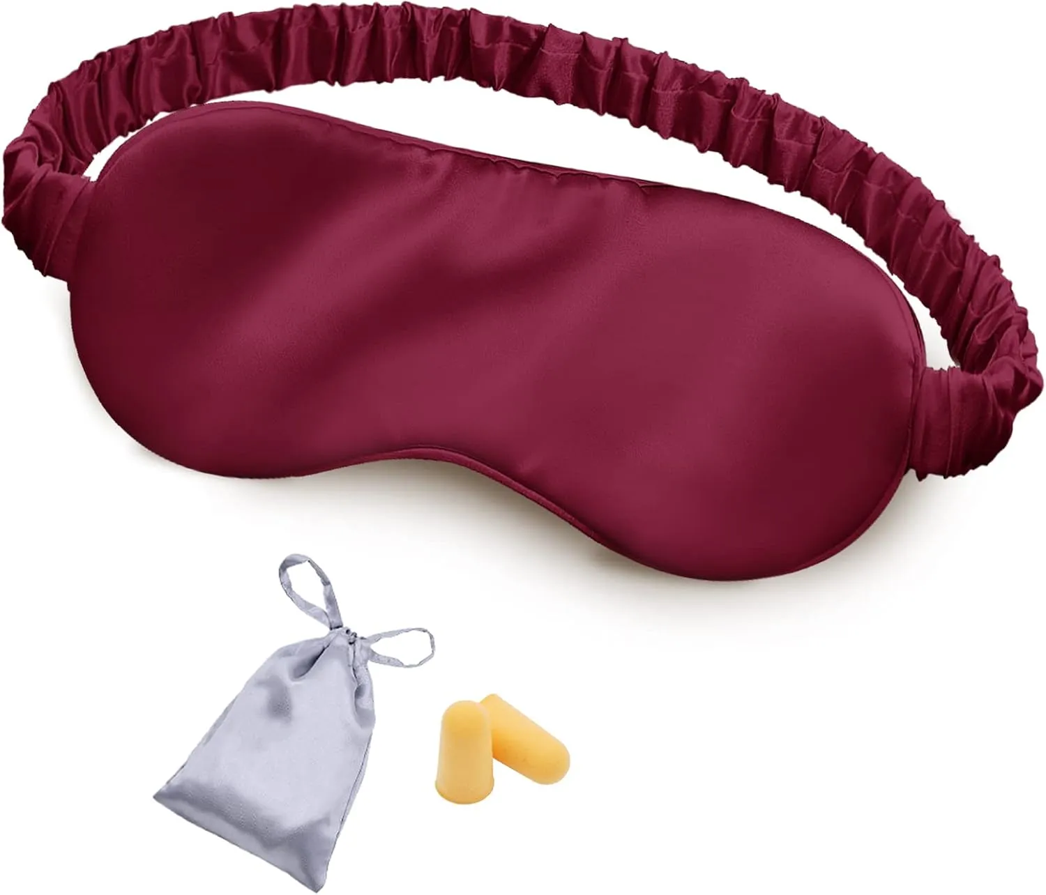 Silk Sleep Mask Eye Mask Blindfold with Double Layer Silk Filling and Elastic Strap for Full Night's Sleep, Travel and Nap, Soft Eye Cover Eyeshade with Luxury Bag and Ear Plugs by OLESILK (Burgundy)