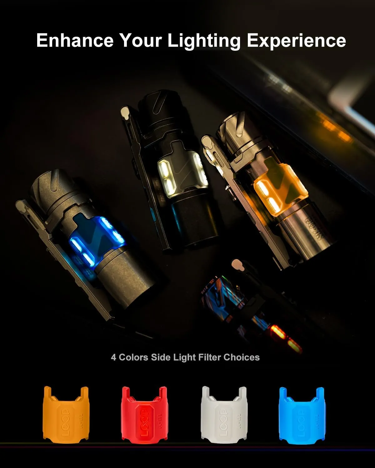 SK03 EDC Flashligh, AA Rechargeable LED Flashlight Battery Powered, Side Light with DIY Diffusers, 1000 High Lumens, 10 Light Modes, IP65 Waterproof, Super Bright Flashlight for Camping