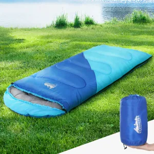Sleeping Bag Kids Single 172Cm Thermal Camping Hiking Blue