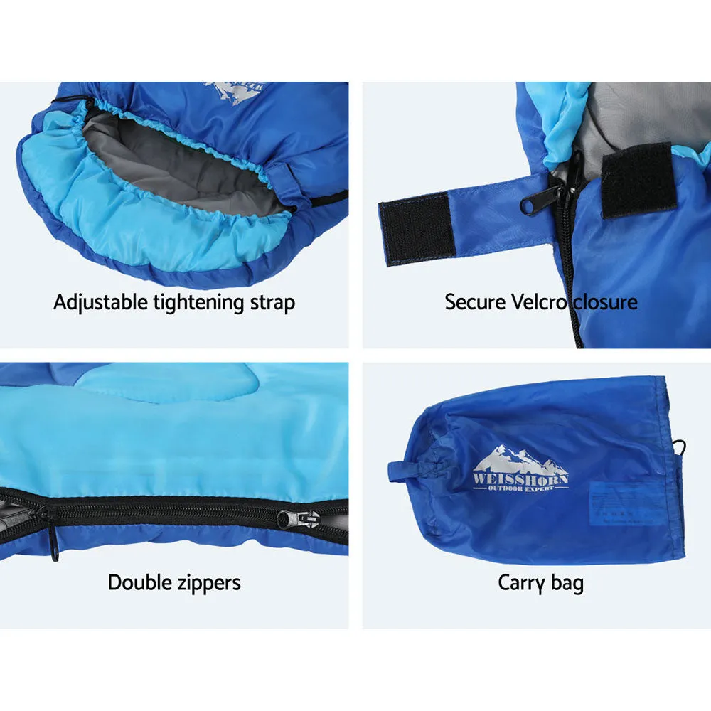 Sleeping Bag Kids Single 172Cm Thermal Camping Hiking Blue