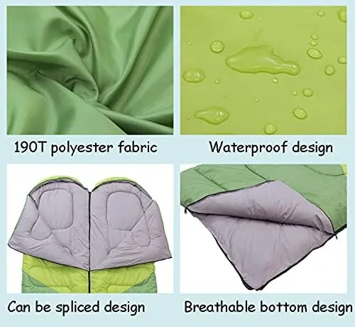 Sleeping Bags,Adult Four Seasons Outdoor Envelope Style with Cap Warm Sleeping Bag,Can Be Spliced Hollow Cotton Sleeping Bag,Breathable,Indoor & Outdoor Use,for,