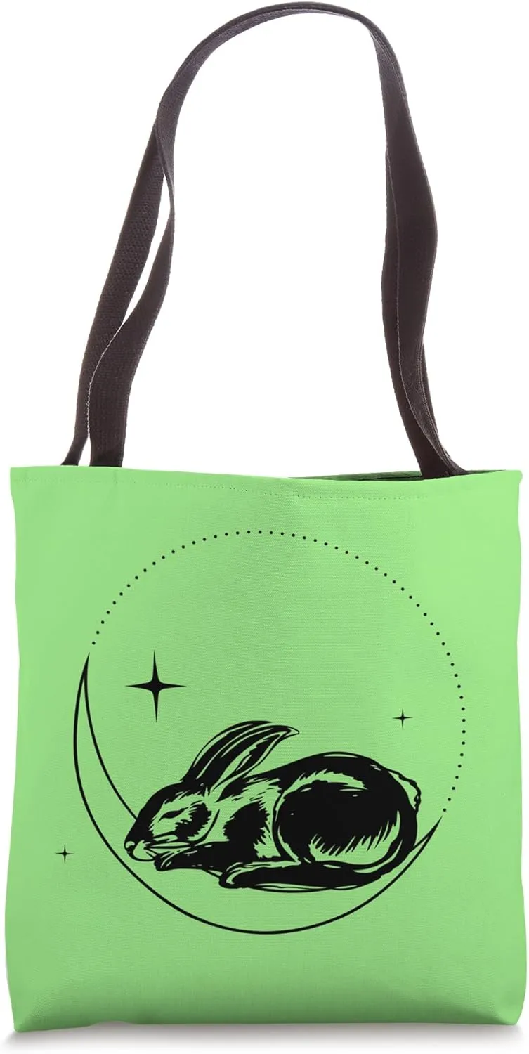 Sleeping Ostara Hare with Moon Pagan and Wicca Easter Rabbit Tote Bag