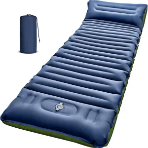 Sleeping Pad for Camping, 5 Inch Extra Thick Camping Sleeping Pad with Pillow Built-in Foot Pump, Lightweight Inflatable Sleeping Mat, Backpacking, Hiking, Tent