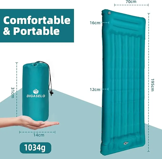 Sleeping Pad for Camping, Ultralight Inflatable Sleeping Mat with Built-in Foot Pump, Upgraded 50D Nylon Durable Camping Air Mattress, Suitable for Camping, Fishing, self Driving Tours