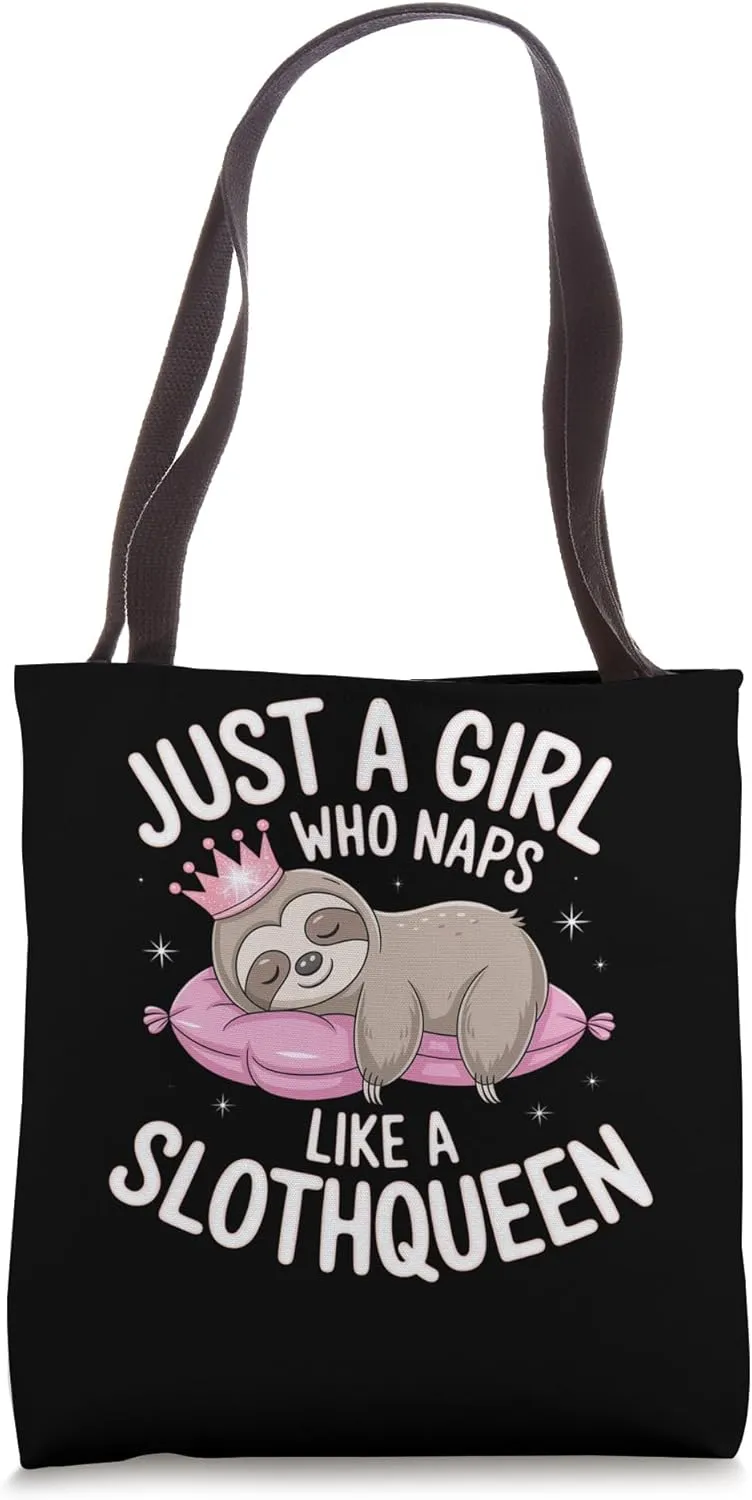 Sleeping Sloth with Crown Art Tote Bag