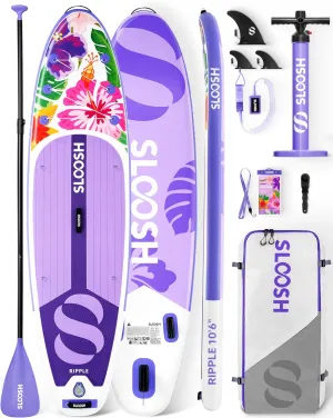 SLOOSH Inflatable Stand Up Paddle Board, 10'6" Paddle Boards with Premium Accessories, Non-Slip EVA Deck, Ultra-Light Carry Bag Pump, Ripple SUP for Youth & Adults of All Skill Levels