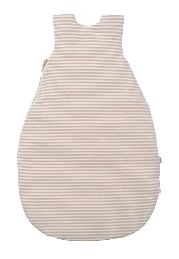 Small Newborn Baby Sleeping Bag with Beige Stripes and Cute Turtle Embroidery