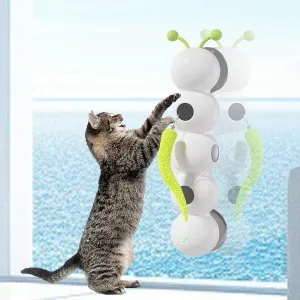Smart Motion Cats Toys with Worm Design-Cat Toy Happy Luna for Indoor Hunting Jumping Interactive Play Exercise Mental Stimulation with Suction Cup Wall Door Window Installation