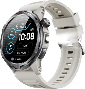 Smart Watch for Men (Answer/Make Calls) with LED Flashlight, 1.43" HD Screen Outdoor Waterproof Smartwatch, 100  Sport Modes, Heart Rate/SpO2/Sleep Monitor Fitness Tracker for Android iOS, Khaki