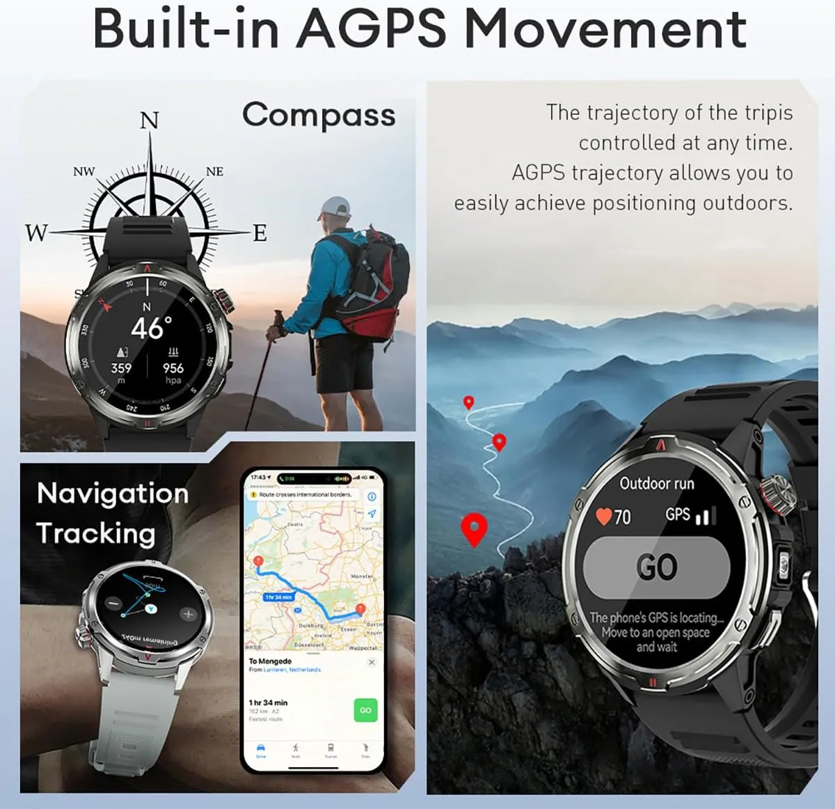 Smart Watch for Men (Answer/Make Calls) with LED Flashlight, 1.43" HD Screen Outdoor Waterproof Smartwatch, 100  Sport Modes, Heart Rate/SpO2/Sleep Monitor Fitness Tracker for Android iOS, Khaki
