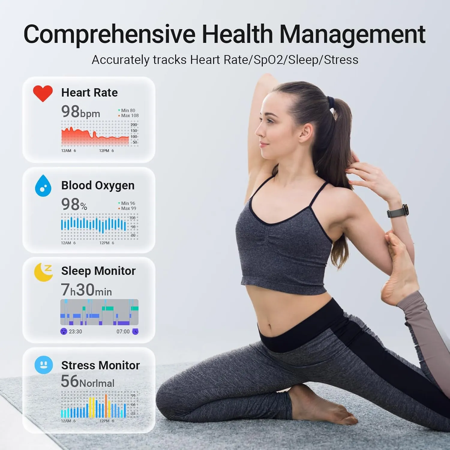Smart Watches for Men Android iPhone, [1.99" Amoled Screen] Fitness Tracker Smartwatch with Bluetooth Calls, AI Control, Heart Rate/SpO2/Sleep Monitor, 12 Days Battery, 3ATM Waterproof - Balck