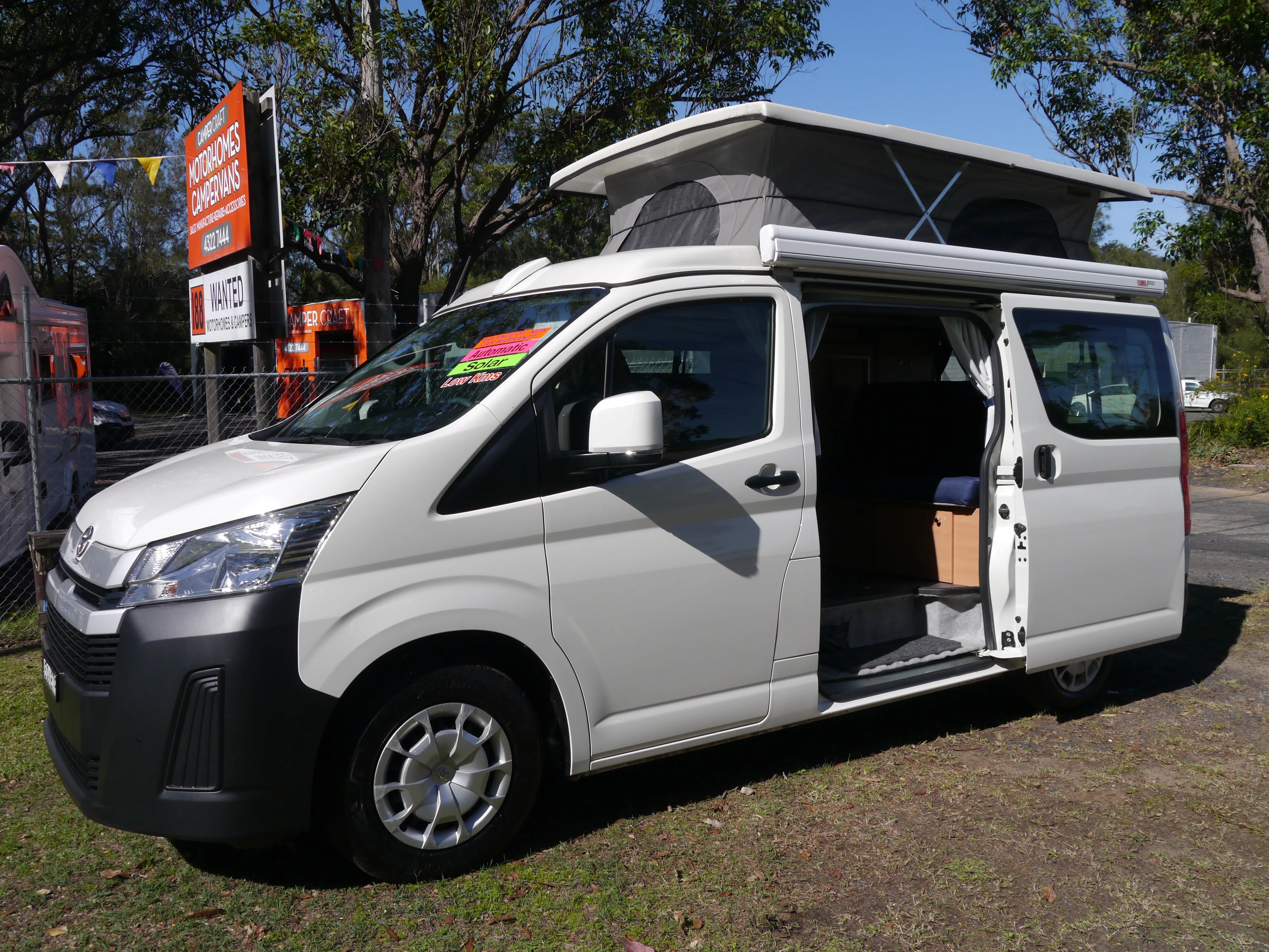 SOLD - 2021 LWB Toyota Hiace Campervan - Rock N Roll Bedseat Floorplan