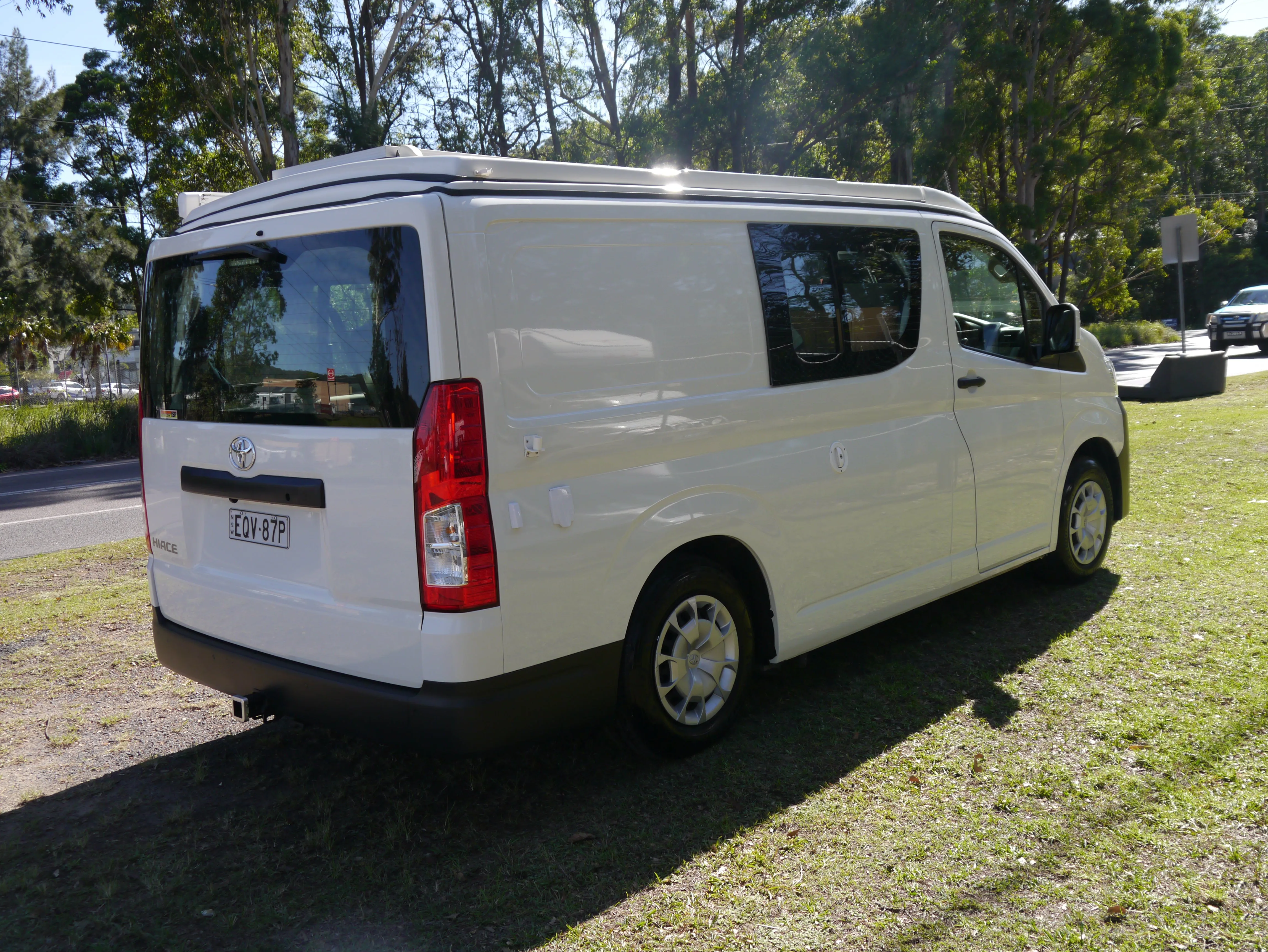 SOLD - 2021 LWB Toyota Hiace Campervan - Rock N Roll Bedseat Floorplan