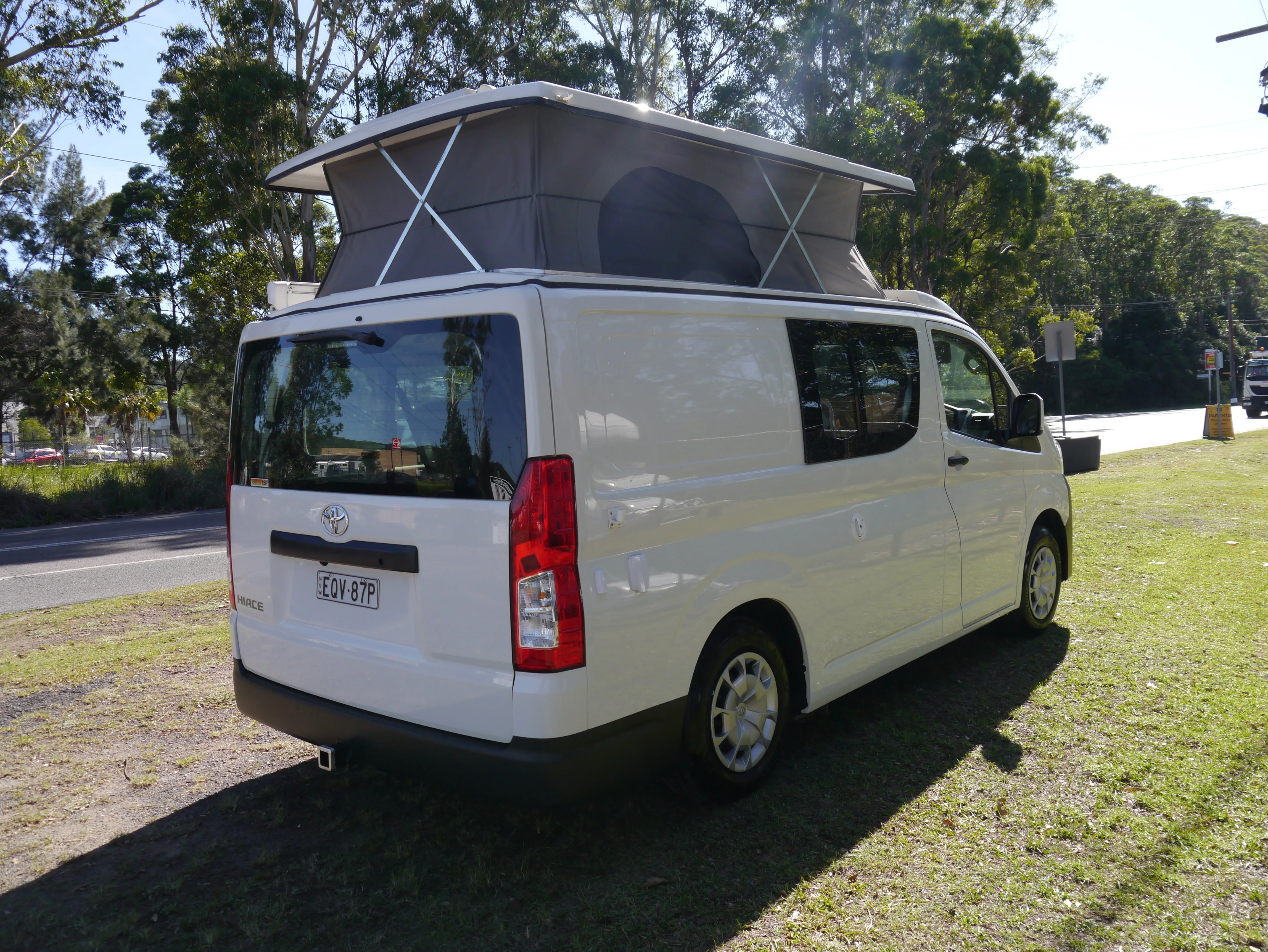 SOLD - 2021 LWB Toyota Hiace Campervan - Rock N Roll Bedseat Floorplan