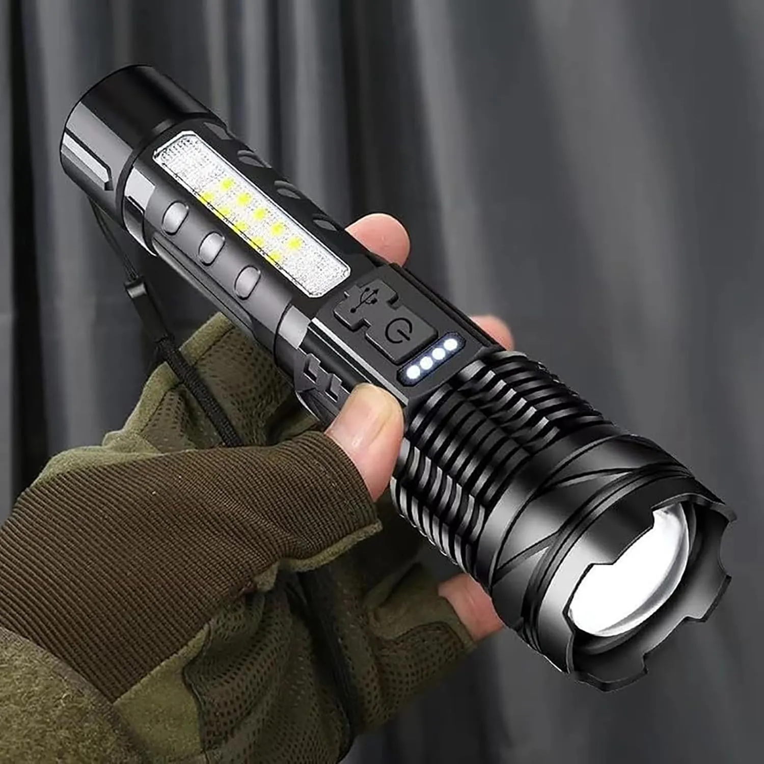 Spacebuddy Observatioy Flashlight, A70 Tactical LED Flashlight, Upgraded A70 Tactical Flash Light, Economicalk Flashlight, Outdoor Strong Light Flashlight USB Rechargeable 1500 Lumens (3Pcs)