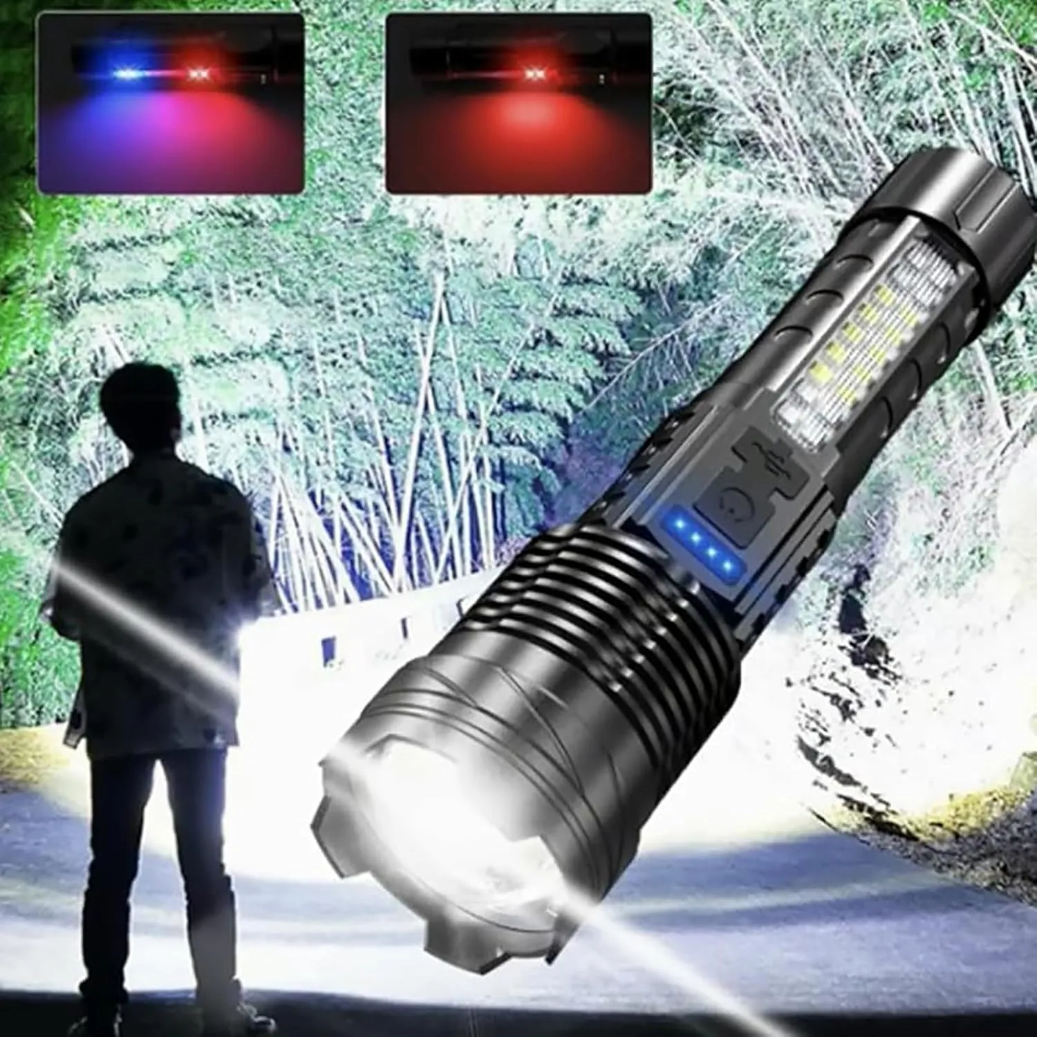 Spacebuddy Observatioy Flashlight, A70 Tactical LED Flashlight, Upgraded A70 Tactical Flash Light, Economicalk Flashlight, Outdoor Strong Light Flashlight USB Rechargeable 1500 Lumens (3Pcs)