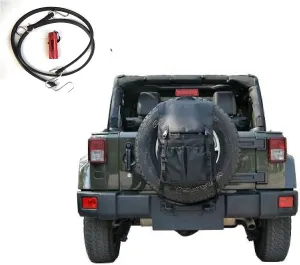 Spare Tire Rear Cargo Camping Gear Tool Storage and Trash Knapsack with 2 Bungee Cords and Flashlight. Townsend Online Products