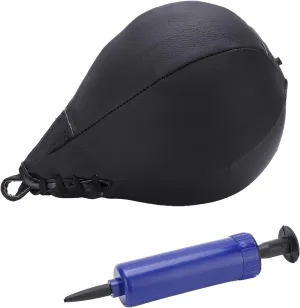 Speed Bag, Pear Shape Boxing Ball Fitness Workout Strength Training Bag, PU Leather, Sensitivity and Rapid Response Exercise with Inflator, Punching Striking Bag