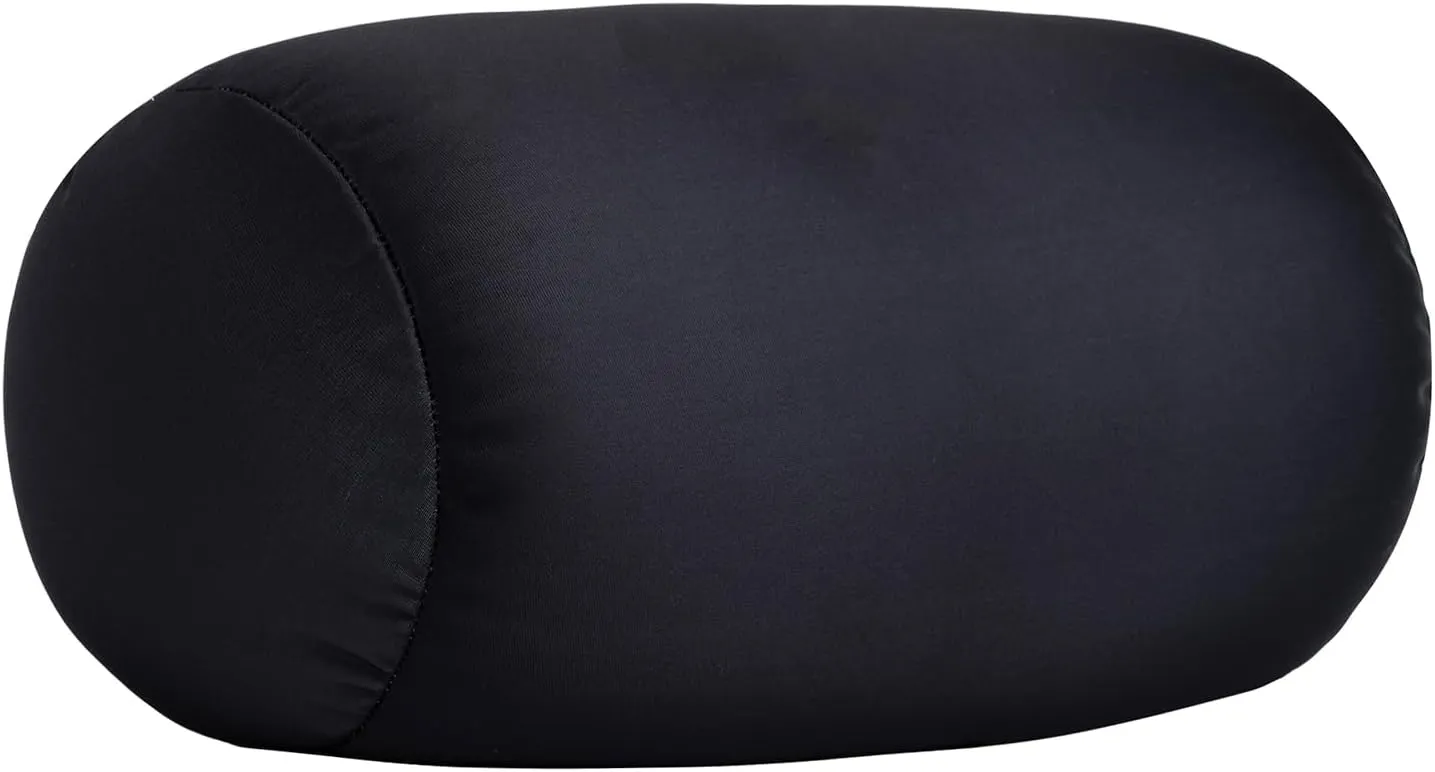 Squishy Microbead Neck Pillow, 7Inch x 12Inch Soft Travel Body Bed Pillow Bean Pillow for Kids Adult Chair Sleeping Car Seat, Fun Dormroom (Black)