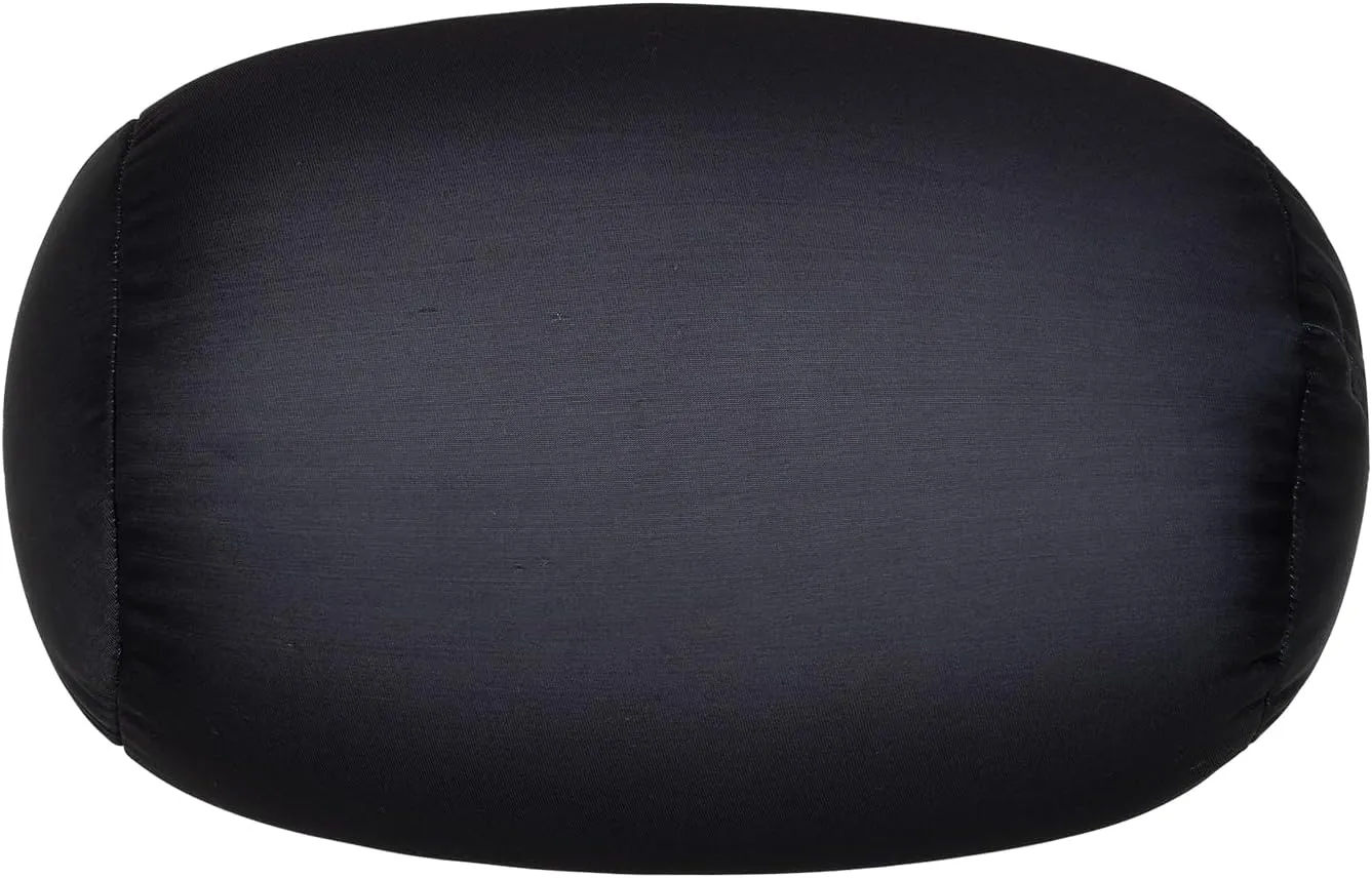 Squishy Microbead Neck Pillow, 7Inch x 12Inch Soft Travel Body Bed Pillow Bean Pillow for Kids Adult Chair Sleeping Car Seat, Fun Dormroom (Black)