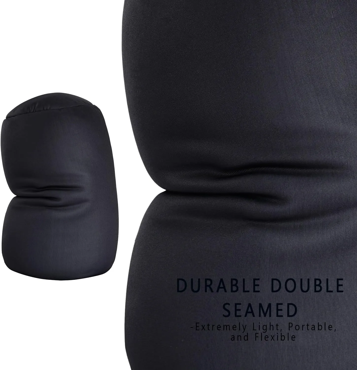 Squishy Microbead Neck Pillow, 7Inch x 12Inch Soft Travel Body Bed Pillow Bean Pillow for Kids Adult Chair Sleeping Car Seat, Fun Dormroom (Black)