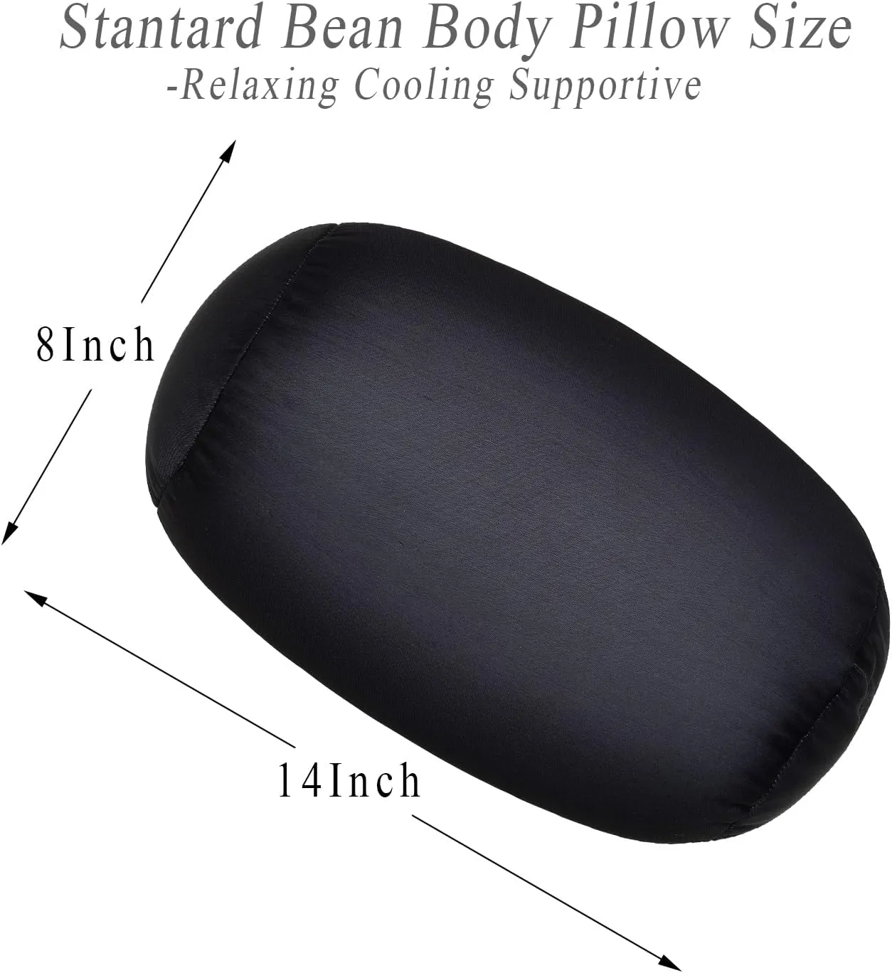 Squishy Microbead Neck Pillow, 7Inch x 12Inch Soft Travel Body Bed Pillow Bean Pillow for Kids Adult Chair Sleeping Car Seat, Fun Dormroom (Black)
