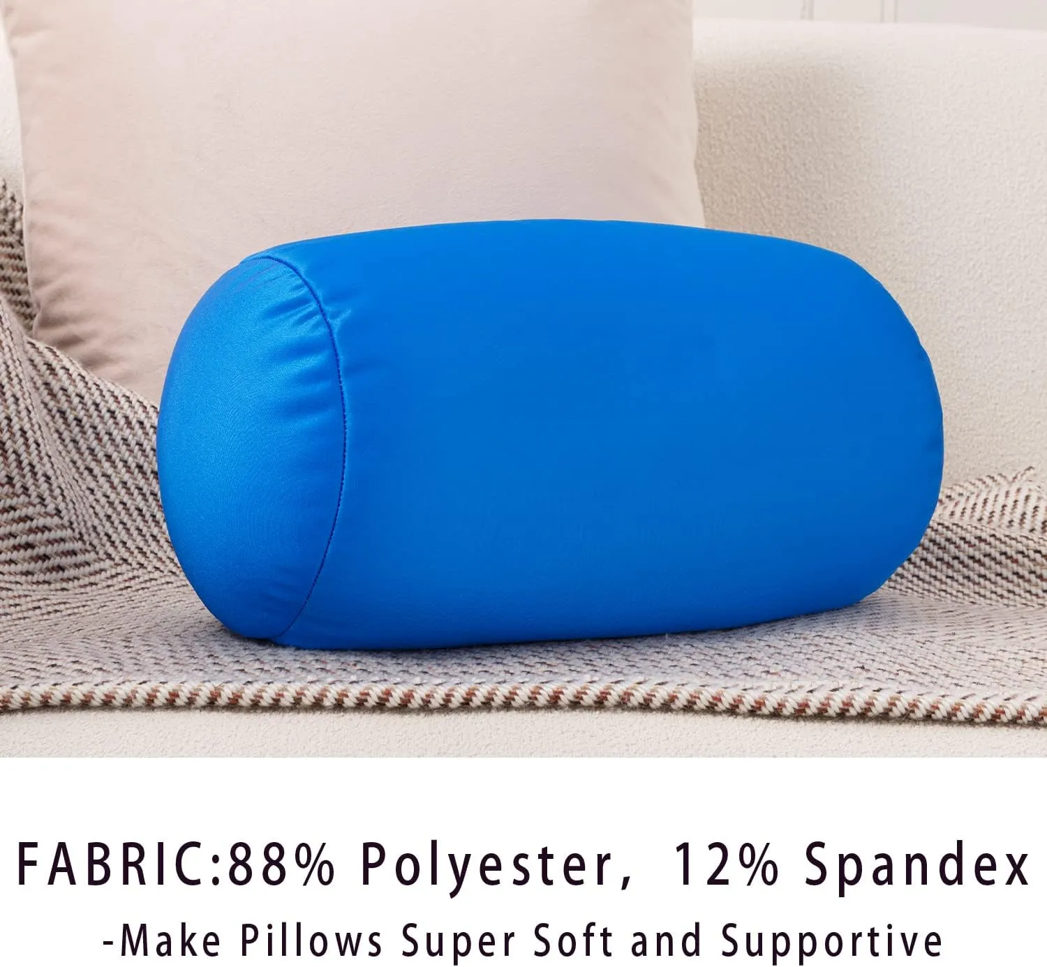 Squishy Microbead Neck Pillow, 7Inch x 12Inch Soft Travel Body Bed Pillow Bean Pillow for Kids Adult Chair Sleeping Car Seat, Fun Dormroom (Sky Blue)