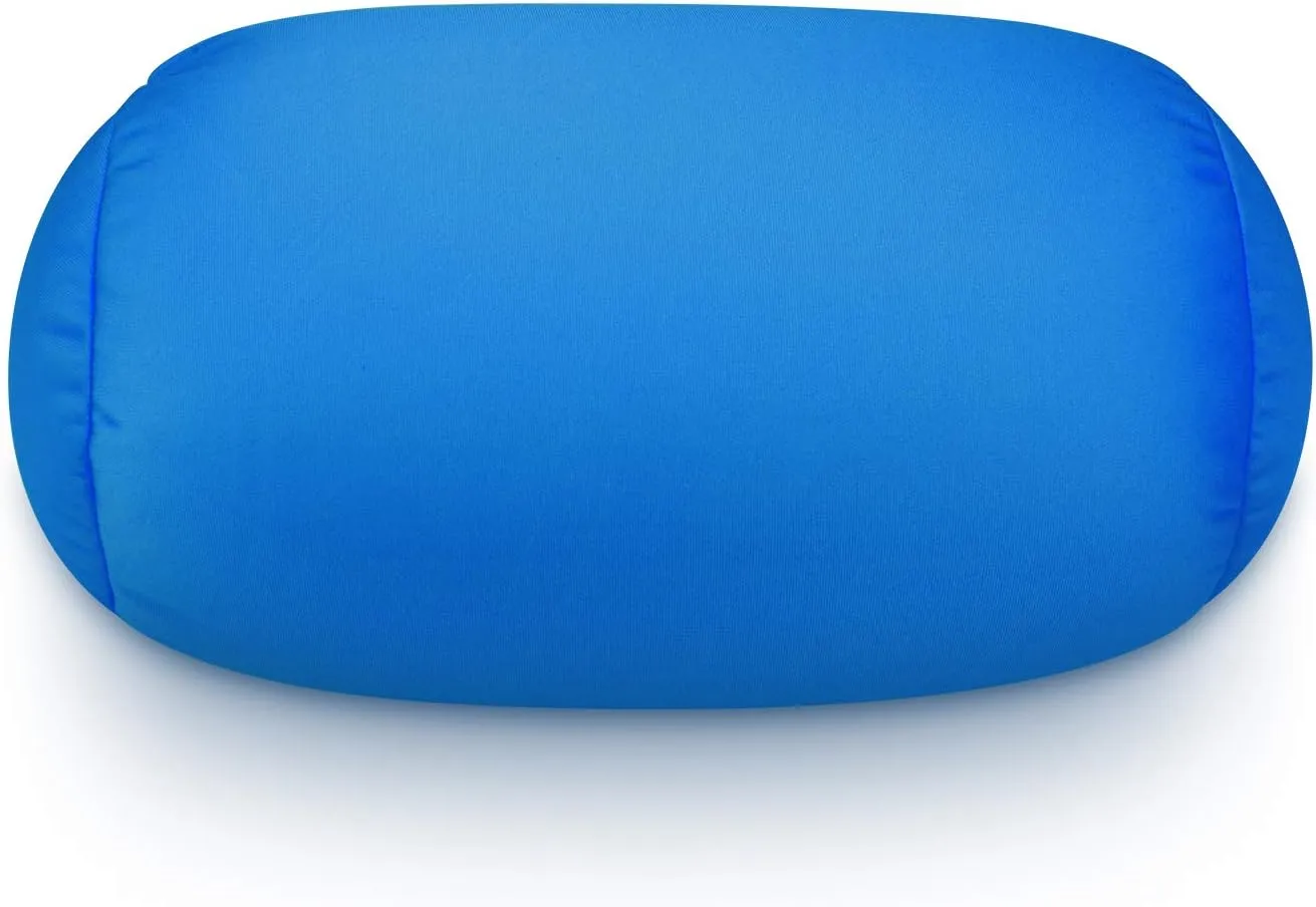 Squishy Microbead Neck Pillow, 7Inch x 12Inch Soft Travel Body Bed Pillow Bean Pillow for Kids Adult Chair Sleeping Car Seat, Fun Dormroom (Sky Blue)