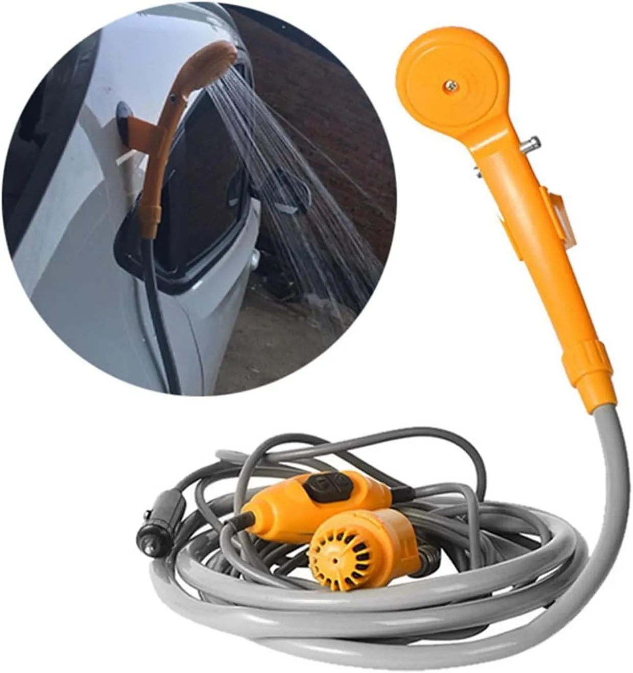 SSIMOO Portable Car Shower Washing Tool 12V - Pumps Water Camping Shower Compatible With Camping Traveling Beach Swimming Pets Bath Outdoor/Indoor(Blue)