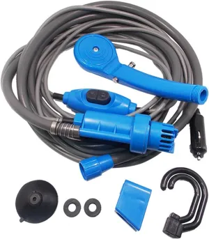 SSIMOO Portable Car Shower Washing Tool 12V - Pumps Water Camping Shower Compatible With Camping Traveling Beach Swimming Pets Bath Outdoor/Indoor(Blue)