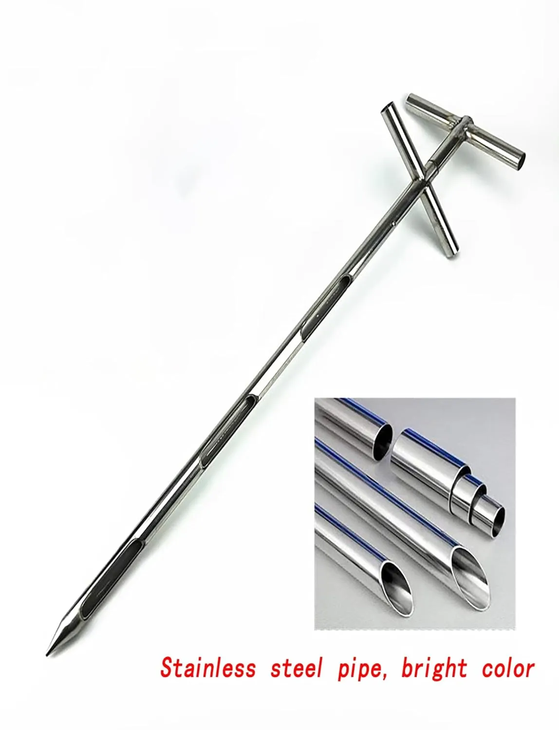 Stainless Steel Grains Powder Sampler Probe Rotary Handle Granule Solid Sack Bag Sampling Thief Double Tubes(3.2cm,400cm/157.7in)