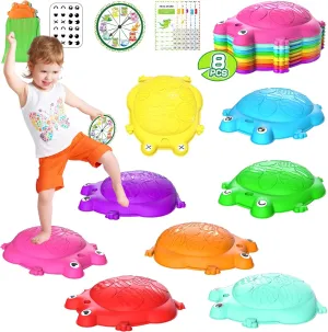 Stepping Stones for Kids, 8 Pcs Frog Non-Slip Balance Steps Stones Sensory Toys for Toddler Ages 3-5, Obstacle Course Coordination Game, Indoor Outdoor Yard Games for Boys Girls