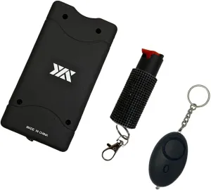 Stun Gun/Personal Alarm/Pepper Spray Emergency Safety Kit (Black TASER/B PA/BO Black PS)