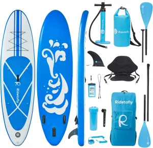 SU01 Stand Up Paddle Board 10.6'x32 x6, Inflatable SUP with 12pcs Accessories, Adjustable Paddles, Detachable Seat, Backpack Pump Fins Included, Paddle Boards for Adults Youth, Up to 330lbs