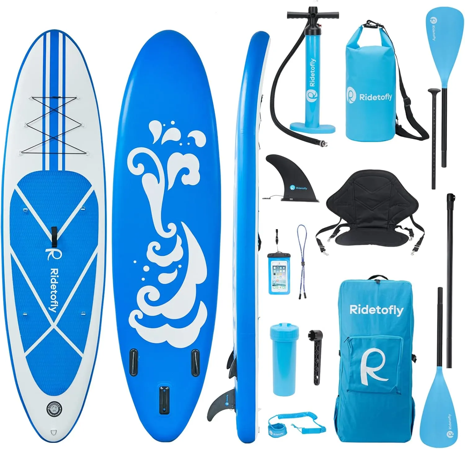 SU01 Stand Up Paddle Board 10.6'x32 x6, Inflatable SUP with 12pcs Accessories, Adjustable Paddles, Detachable Seat, Backpack Pump Fins Included, Paddle Boards for Adults Youth, Up to 330lbs