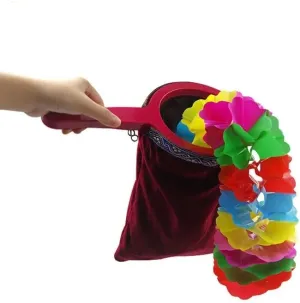 SUMAG Repeat Zipper Change Bag with Small Pull Flower (Double Layer) Magic Tricks Appear Vanish Magic Close up Stage Gimmick Prop Fun for Magicians