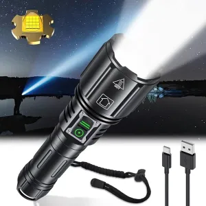 Super Bright Rechargeable Flashlight 1200000 High Lumens,Led Powerful Flashlights with 6 Modes,High Powered Flashlight with IP67 Waterproof,Tactical Emergency Flashlight (18.5, Watt Hours) (Tactical)